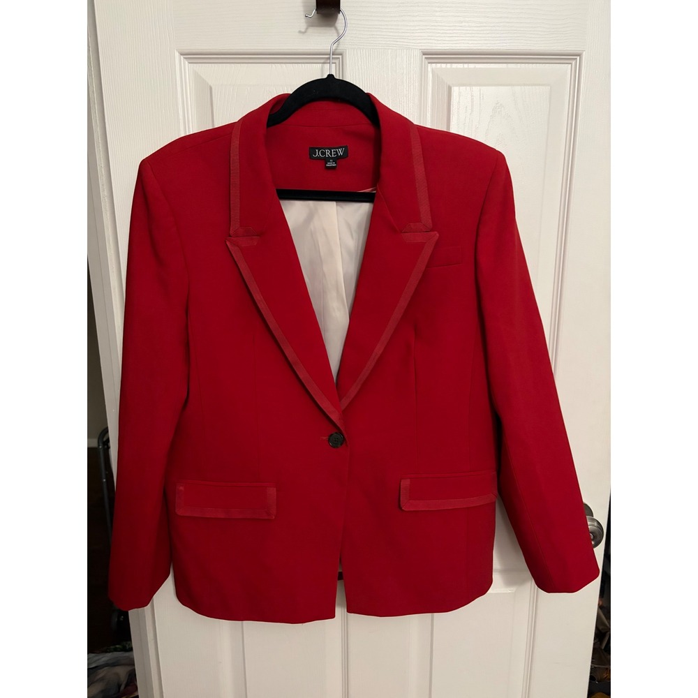 J. Crew | Vivienne‎ Blazer in Italian Stretch Merino Wool Blend Red Sz 12 #CI618